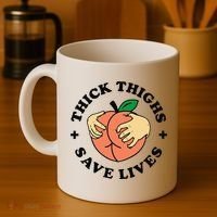Thick Thighs Save Lives Funny Joke Cute Sexy Lady Novelty Coffee Mug thumb 4