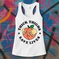 Thick Thighs Save Lives Funny Joke Cute Sexy Lady Novelty Women's Tank Top thumb 3