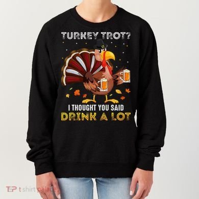 Turkey Trot Squad Running Drinking Thanksgiving Women's Sweatshirt