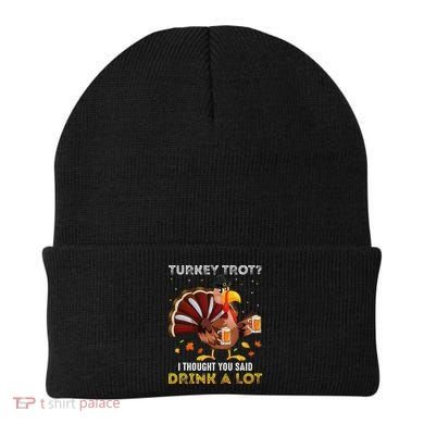 Turkey Trot Squad Running Drinking Thanksgiving Beanie