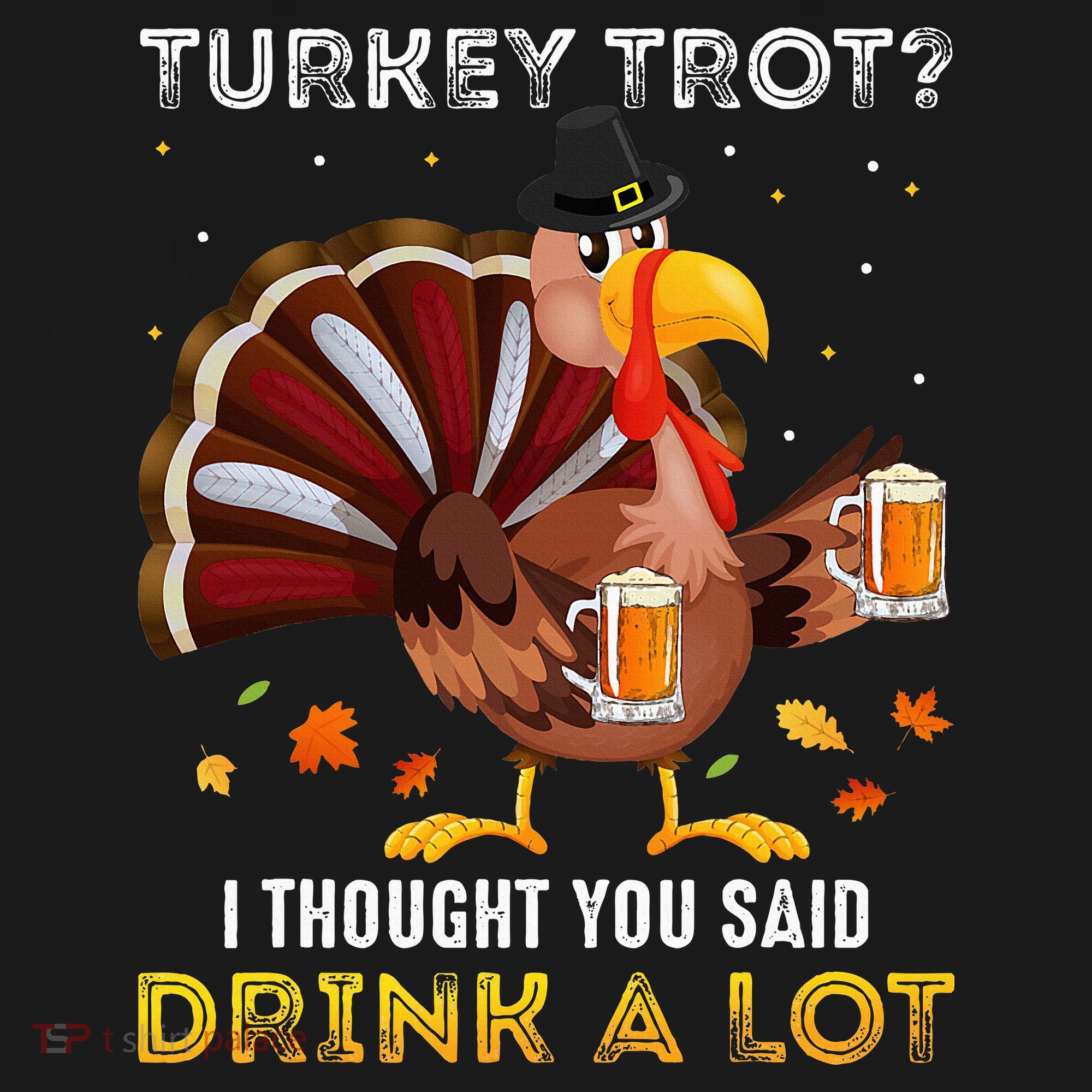 Turkey Trot Squad Running Drinking Thanksgiving Ornament