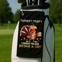 Turkey Trot Squad Running Drinking Thanksgiving Golf Towel thumb 2