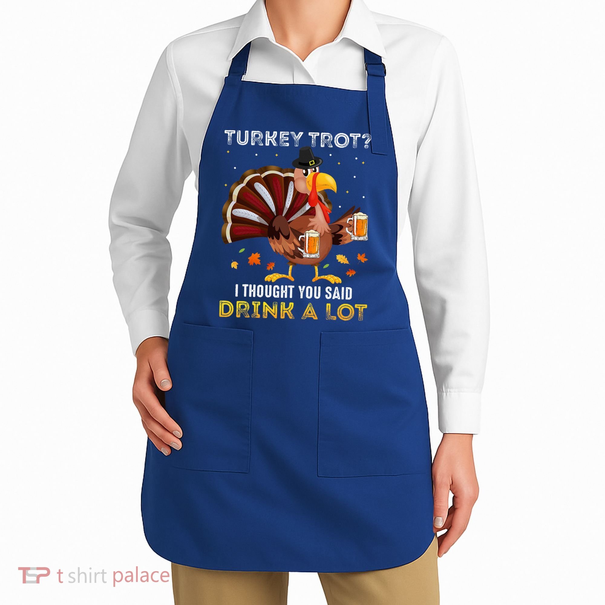 Turkey Trot Squad Running Drinking Thanksgiving Apron