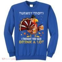 Turkey Trot Squad Running Drinking Thanksgiving Sweatshirt thumb 0
