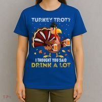 Turkey Trot Squad Running Drinking Thanksgiving T-Shirt thumb 4