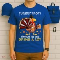 Turkey Trot Squad Running Drinking Thanksgiving T-Shirt thumb 6