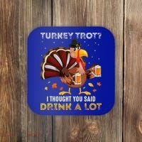 Turkey Trot Squad Running Drinking Thanksgiving Coaster thumb 0
