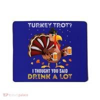 Turkey Trot Squad Running Drinking Thanksgiving Mousepad thumb 0