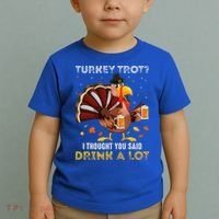 Turkey Trot Squad Running Drinking Thanksgiving Toddler T-Shirt thumb 2