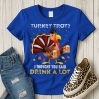 Turkey Trot Squad Running Drinking Thanksgiving Women's T-Shirt thumb 3