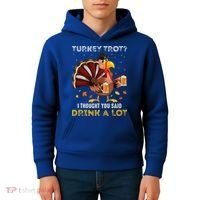 Turkey Trot Squad Running Drinking Thanksgiving Kids Hoodie thumb 4