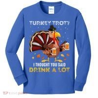 Turkey Trot Squad Running Drinking Thanksgiving Kids Long Sleeve Shirt thumb 0