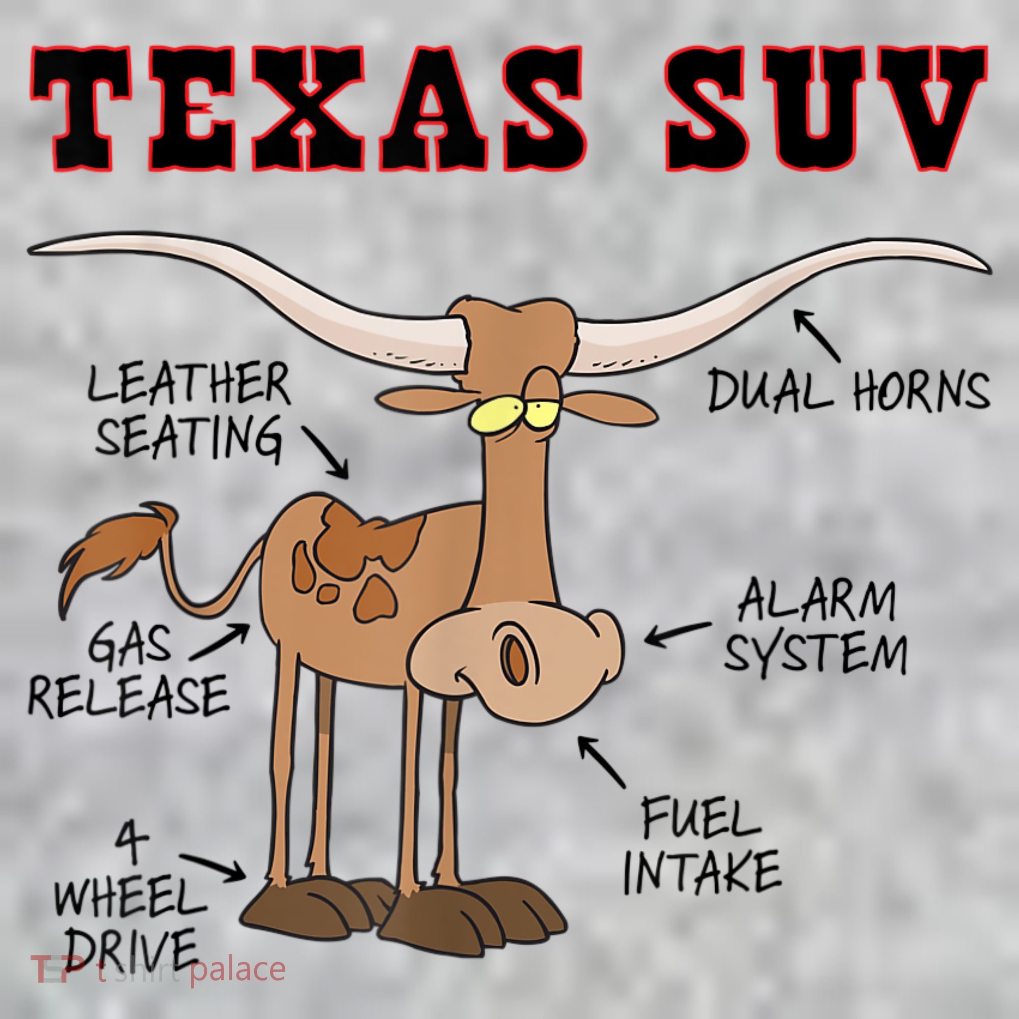 Texas TX SUV Funny Joke Longhorn Cattle Cow Sweatshirt