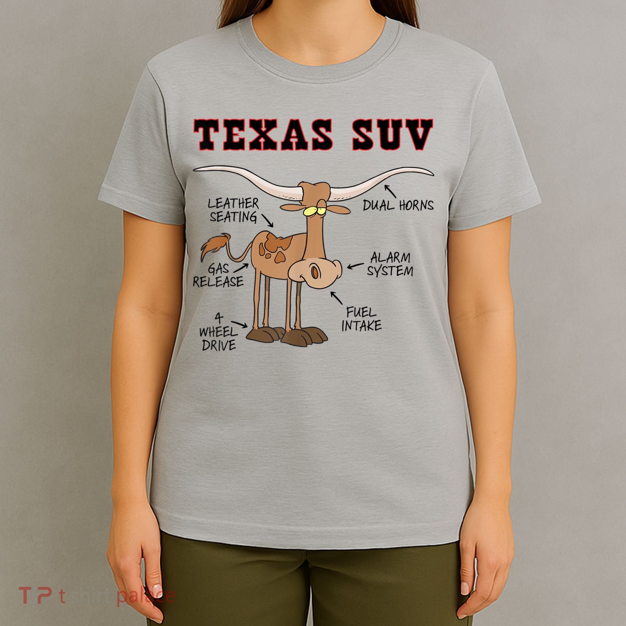 Texas TX SUV Funny Joke Longhorn Cattle Cow T-Shirt