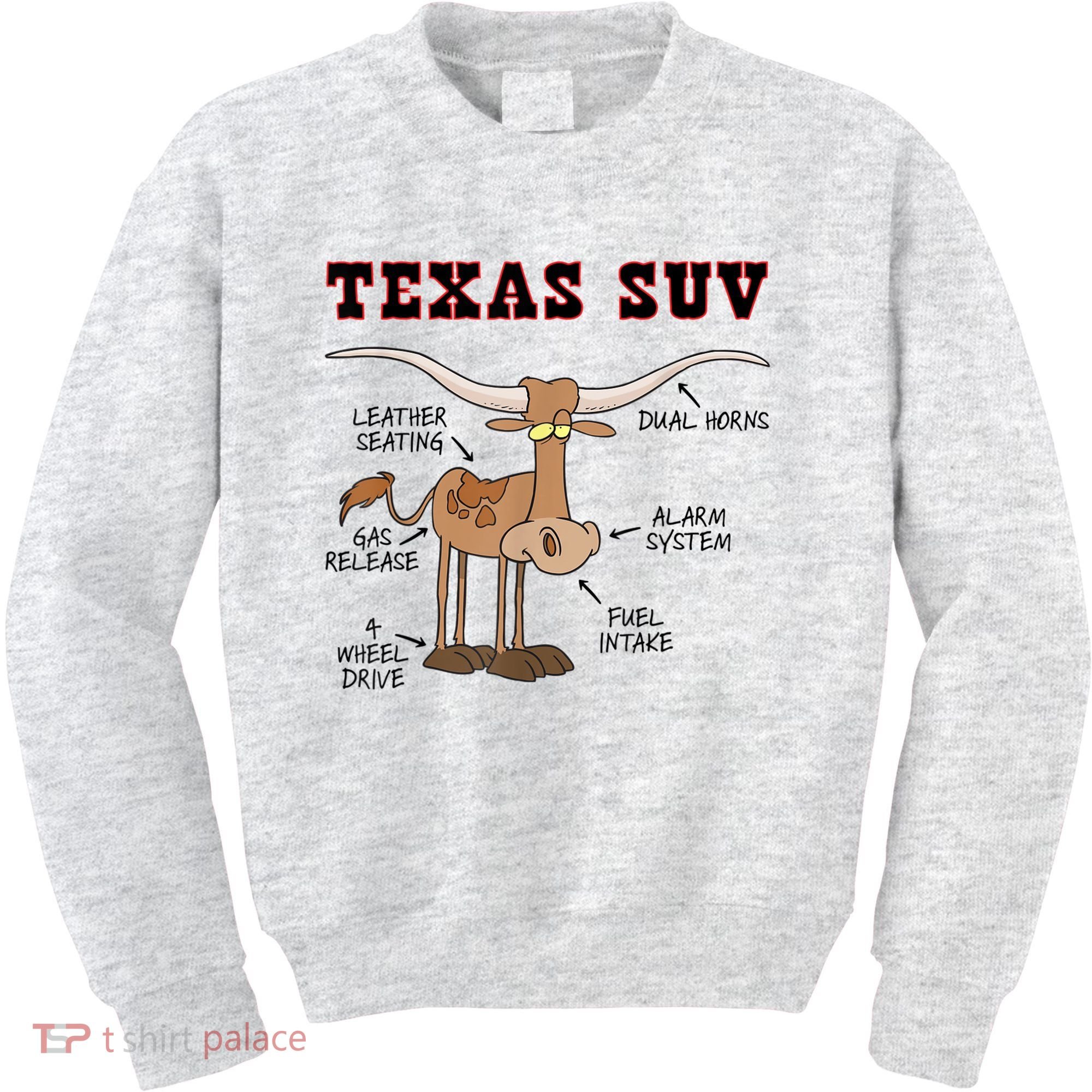 Texas TX SUV Funny Joke Longhorn Cattle Cow Kids Sweatshirt
