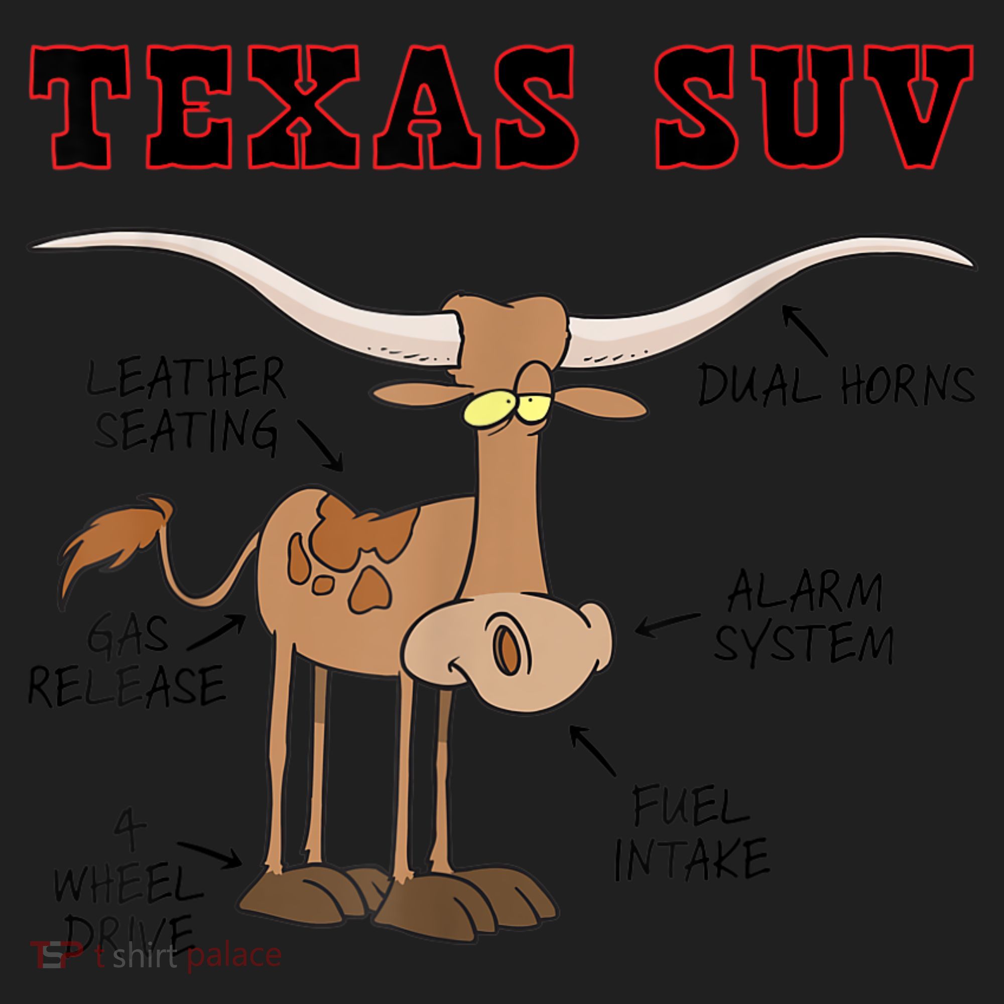 Texas TX SUV Funny Joke Longhorn Cattle Cow Women's Sweatshirt