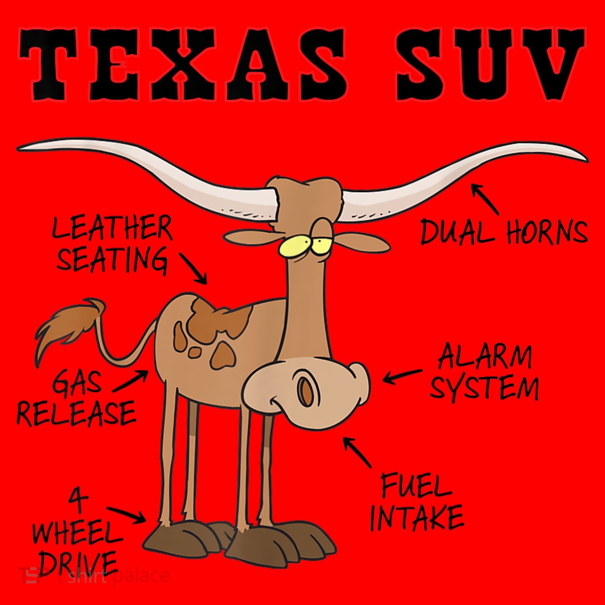 Texas TX SUV Funny Joke Longhorn Cattle Cow Santa Hat