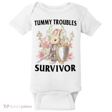 Tummy Troubles Survivor Funny Sarcastic Ibs Humor Statement Baby Bodysuit