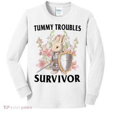 Tummy Troubles Survivor Funny Sarcastic Ibs Humor Statement Kids Long Sleeve Shirt