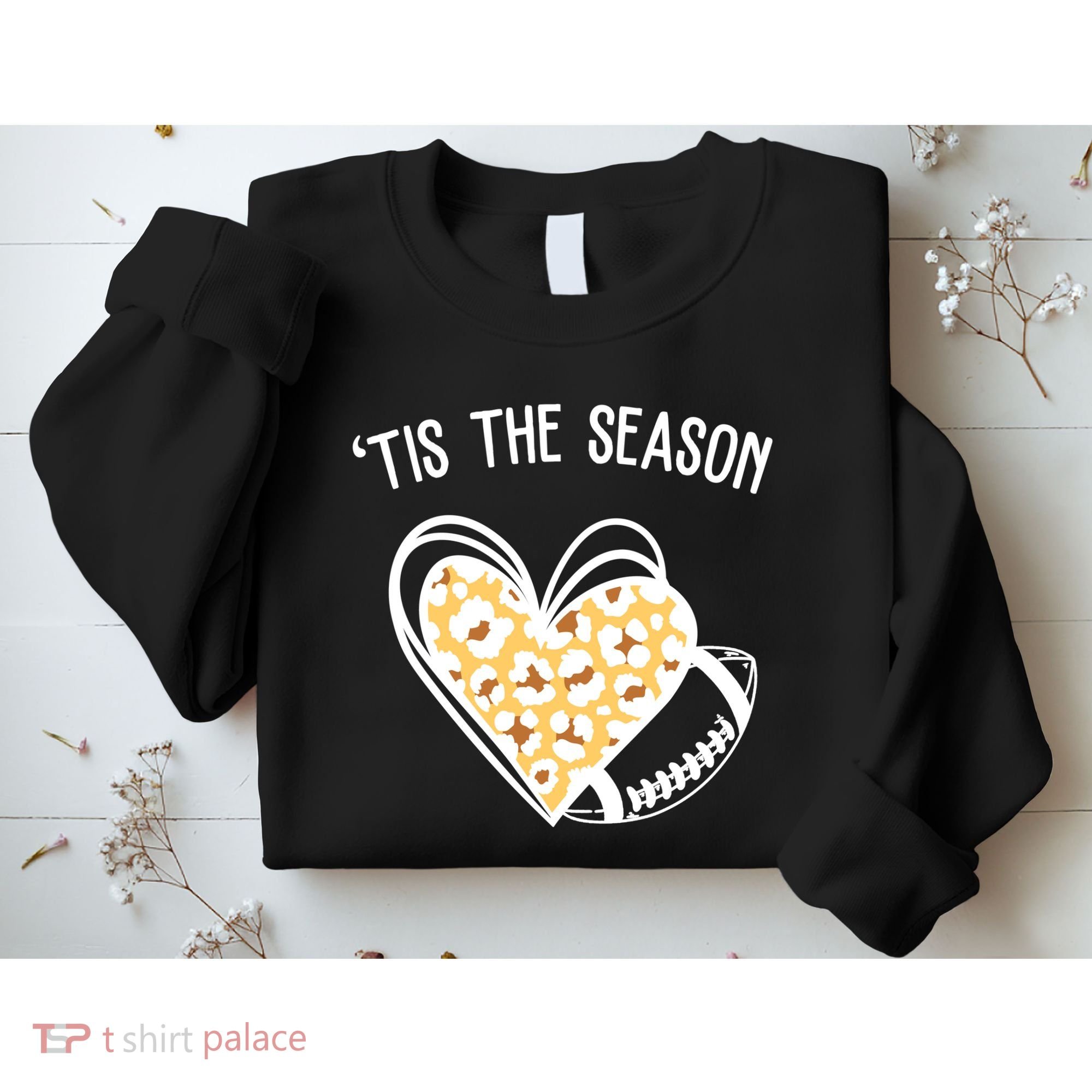 Tis The Season Football Leopard Heart Sweatshirt