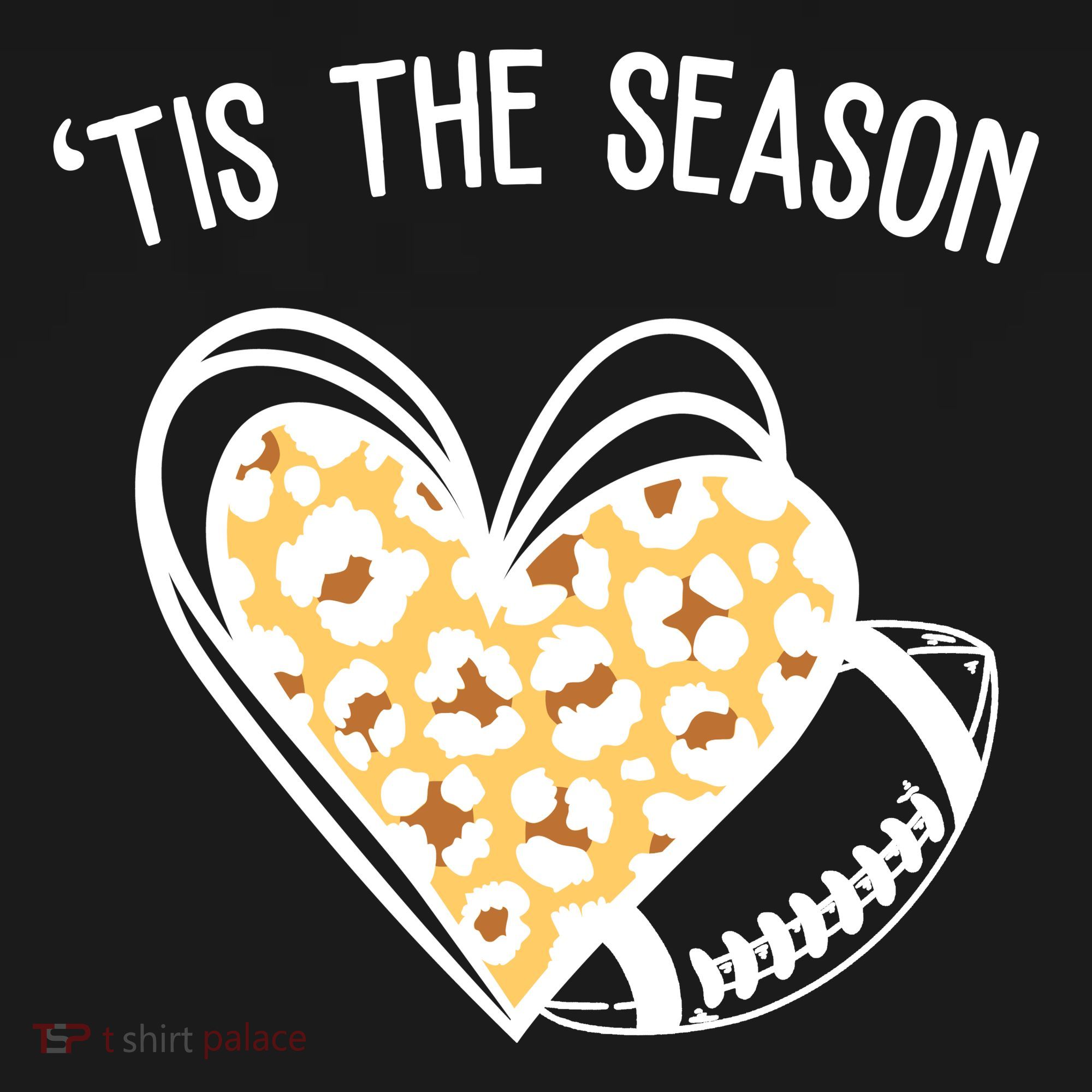 Tis The Season Football Leopard Heart Polo