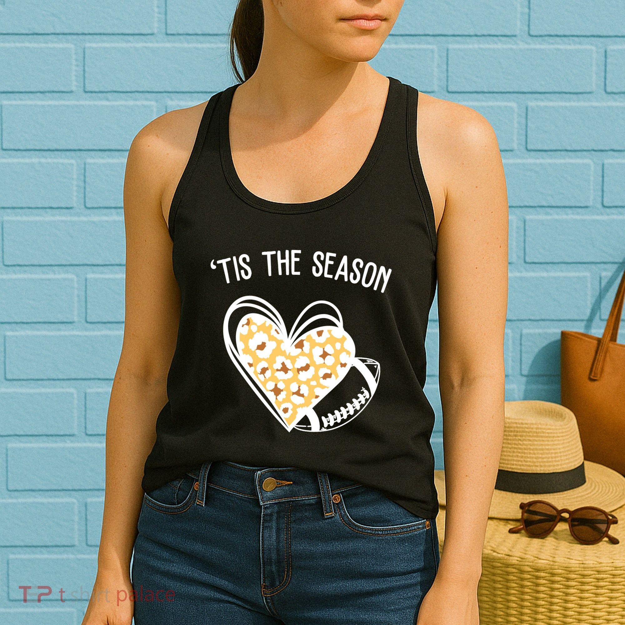 Tis The Season Football Leopard Heart Women's Tank Top