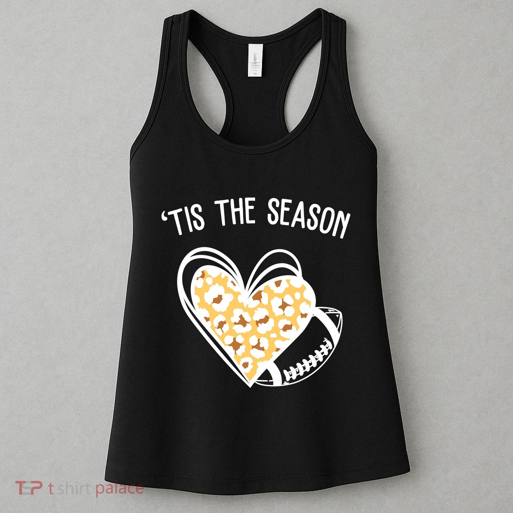 Tis The Season Football Leopard Heart Women's Tank Top