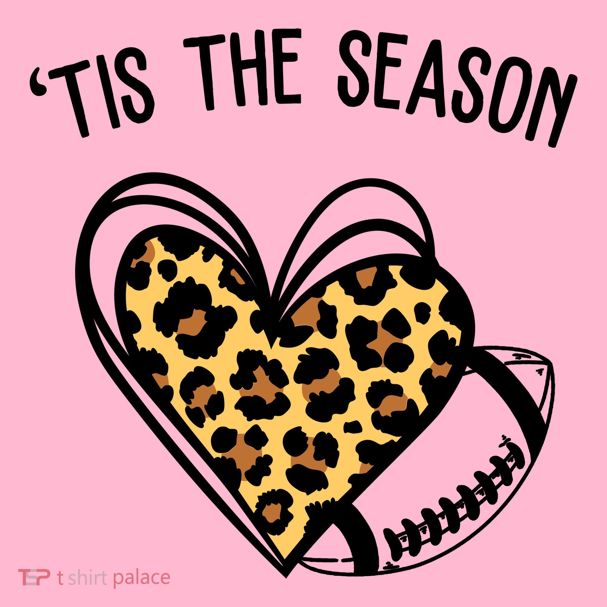 Tis The Season Football Leopard Heart Long Sleeve Shirt