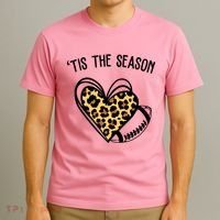 Tis The Season Football Leopard Heart T-Shirt thumb 3