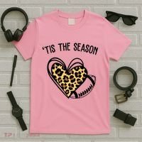 Tis The Season Football Leopard Heart T-Shirt thumb 5