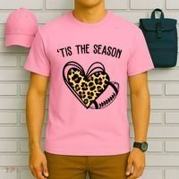Tis The Season Football Leopard Heart T-Shirt thumb 6