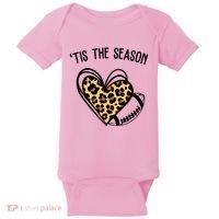 Tis The Season Football Leopard Heart Baby Bodysuit thumb 0