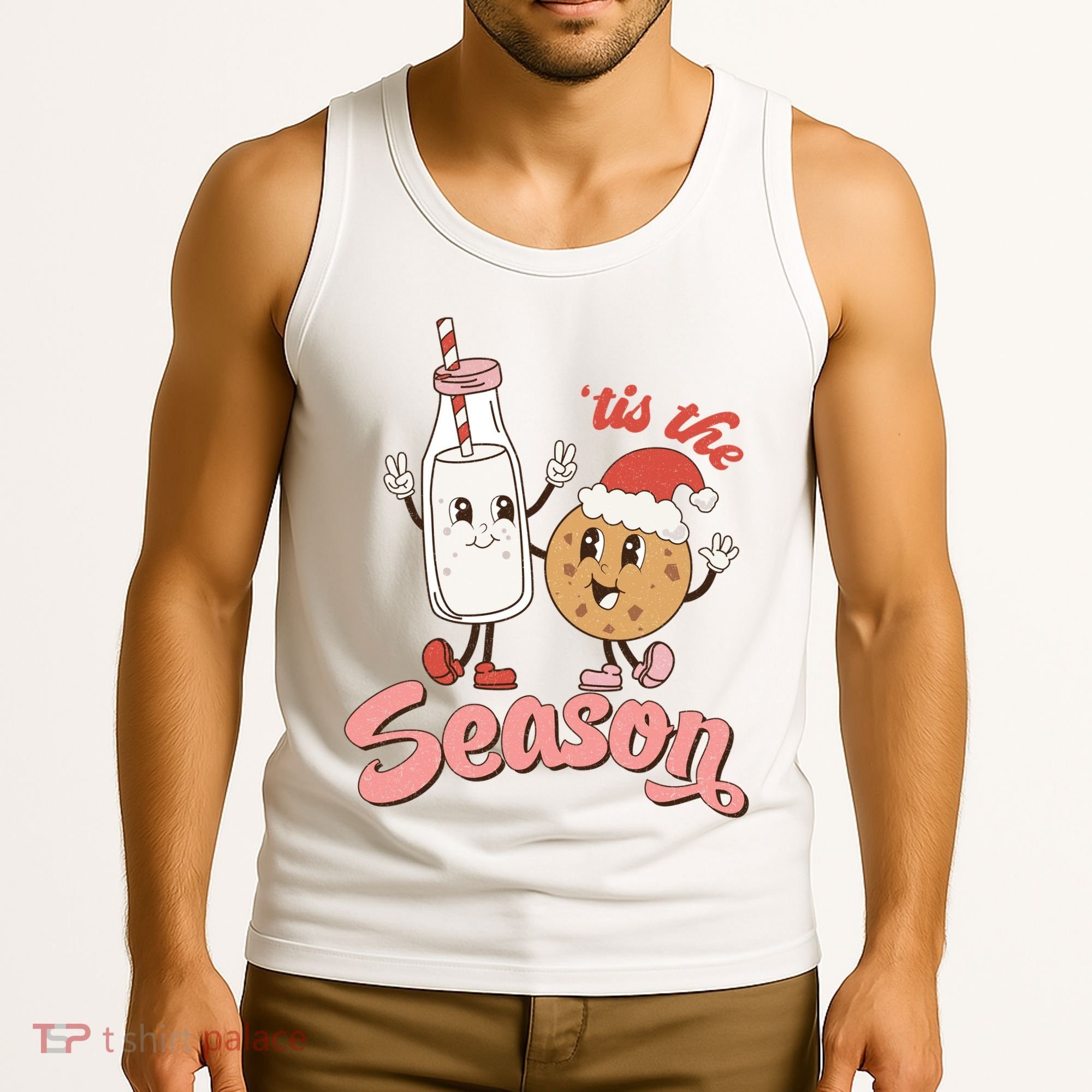 Tis The Season Christmas Santa Cookie Tank Top