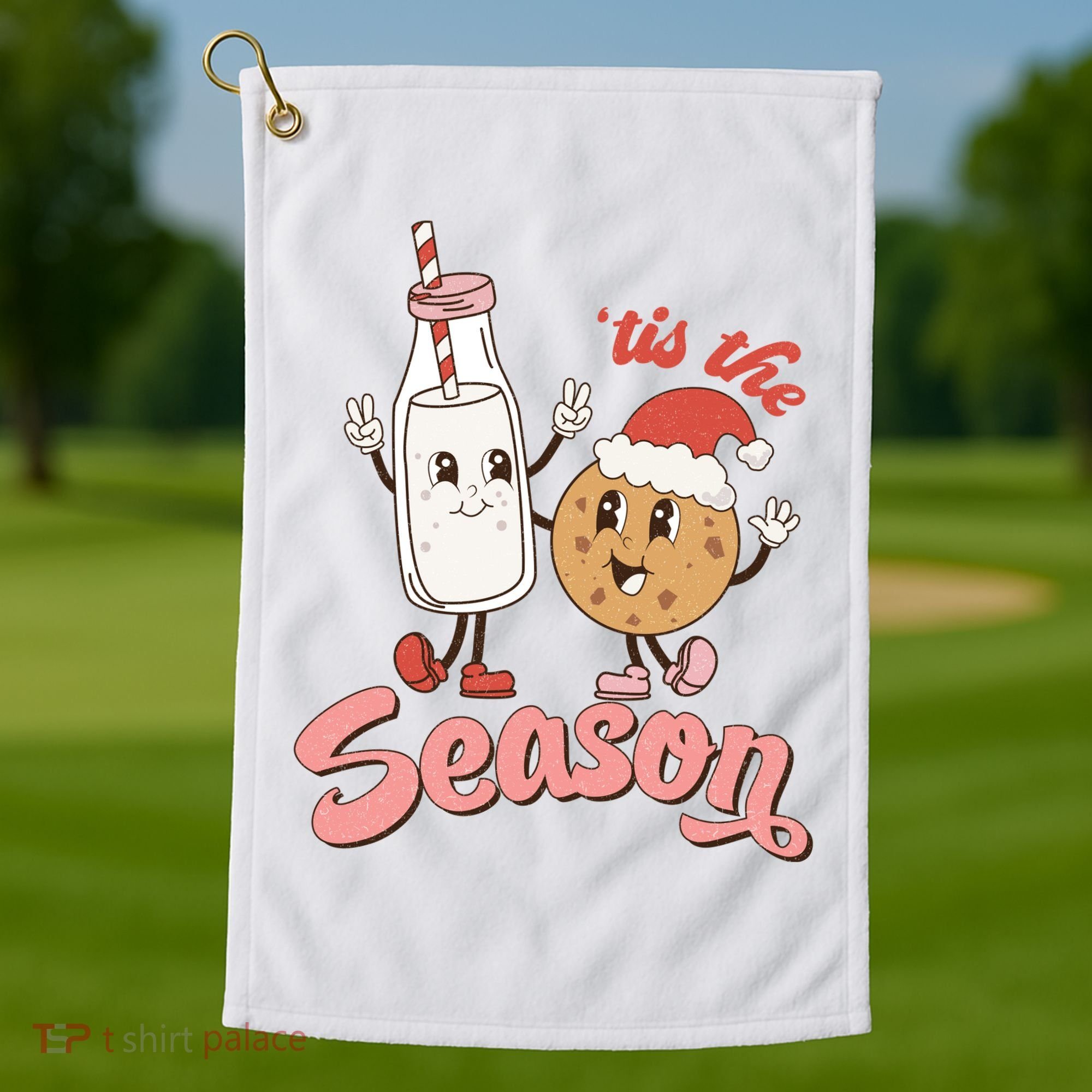 Tis The Season Christmas Santa Cookie Golf Towel