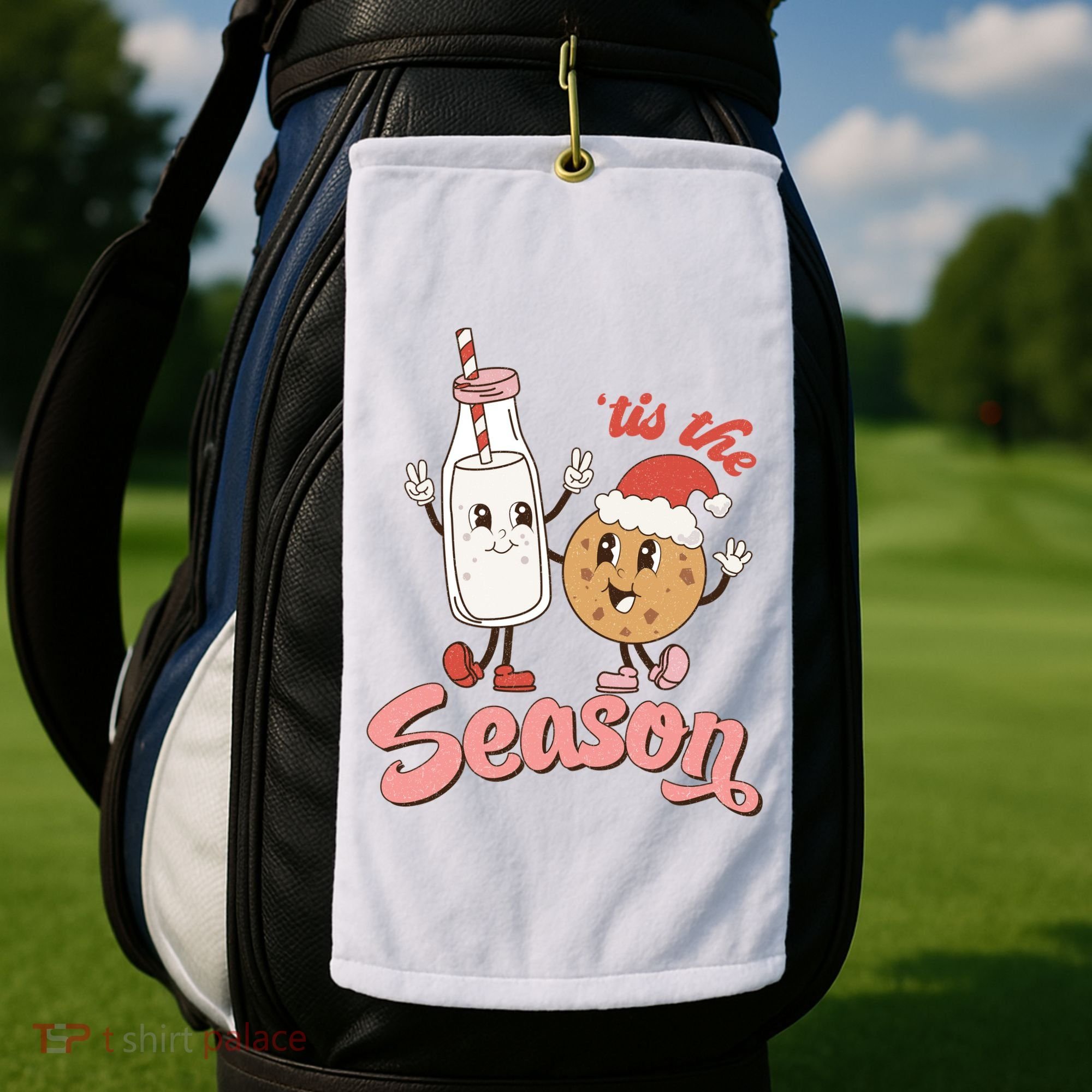 Tis The Season Christmas Santa Cookie Golf Towel