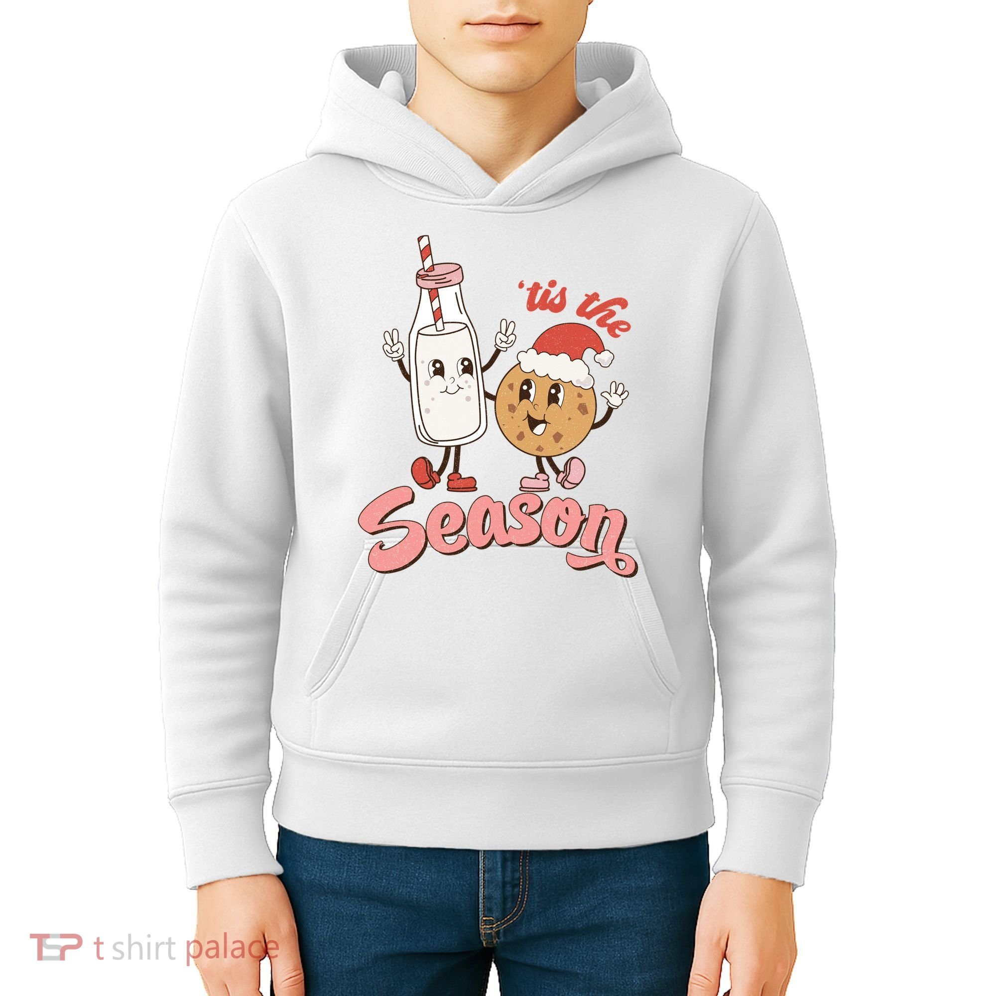 Tis The Season Christmas Santa Cookie Kids Hoodie