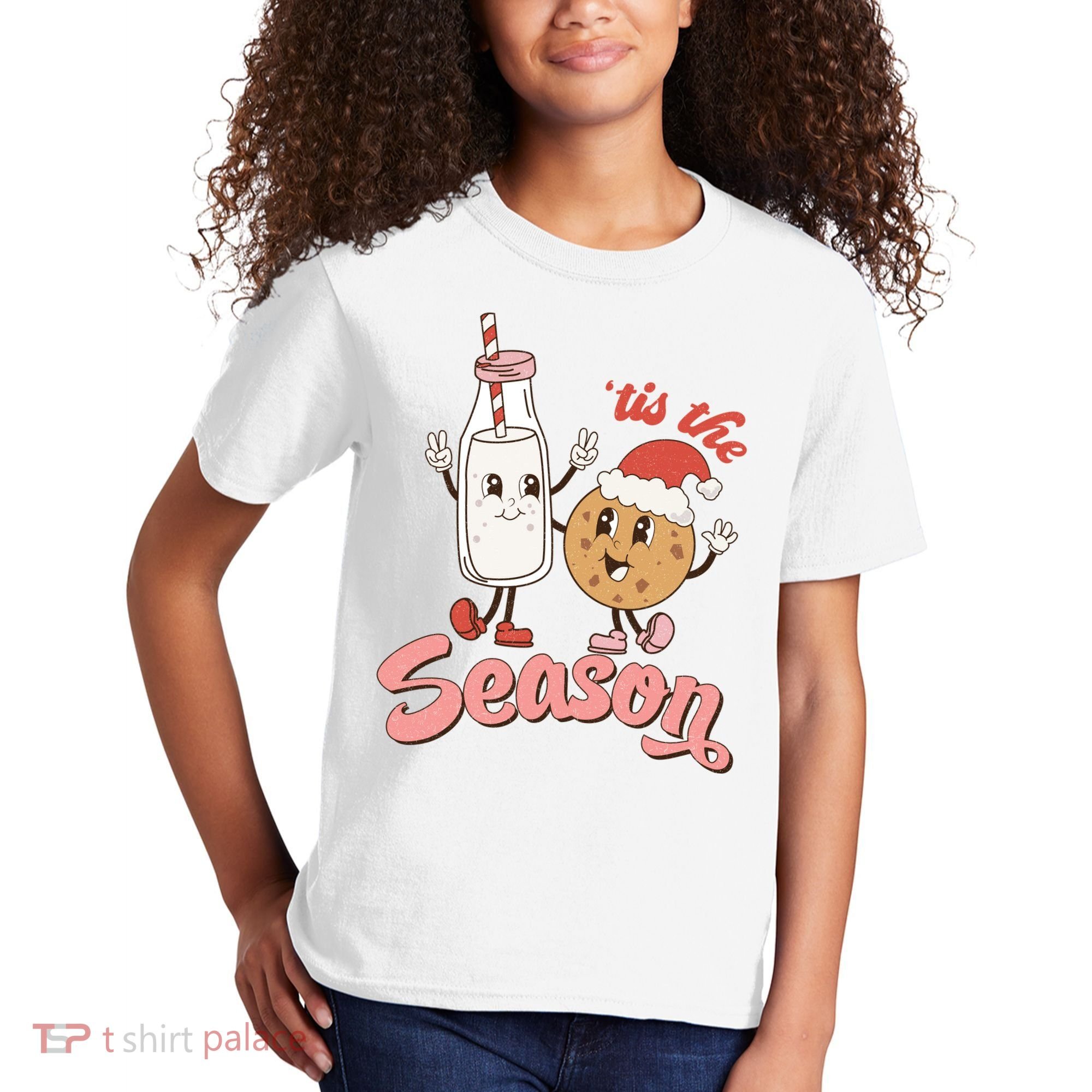 Tis The Season Christmas Santa Cookie Kids T-Shirt