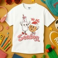 Tis The Season Christmas Santa Cookie Kids T-Shirt thumb 3