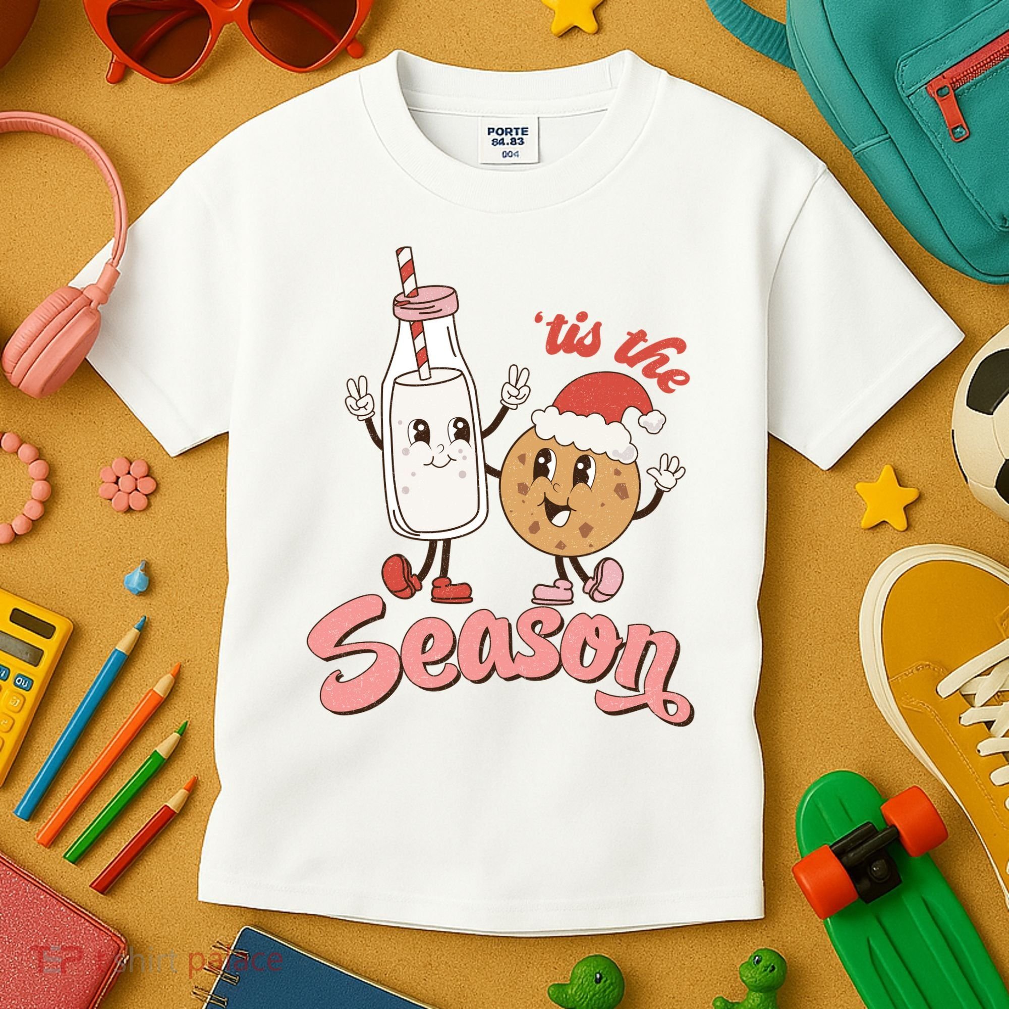 Tis The Season Christmas Santa Cookie Kids T-Shirt