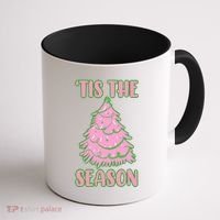 Tis The Season Pink Christmas Tree Coffee Mug thumb 1