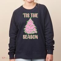 Tis The Season Pink Christmas Tree Women's Sweatshirt thumb 0