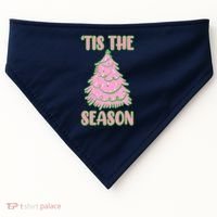 Tis The Season Pink Christmas Tree USA-Made Doggie Bandana thumb 0