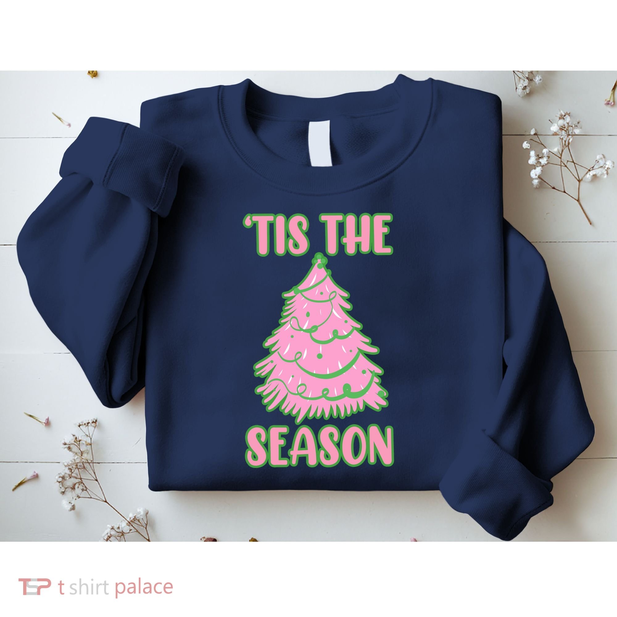 Tis The Season Pink Christmas Tree Sweatshirt