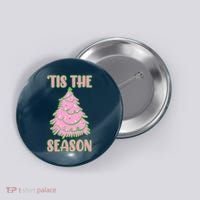 Tis The Season Pink Christmas Tree Button thumb 0