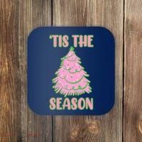 Tis The Season Pink Christmas Tree Coaster thumb 0