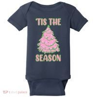 Tis The Season Pink Christmas Tree Baby Bodysuit thumb 0