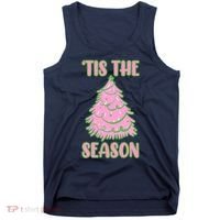 Tis The Season Pink Christmas Tree Tank Top thumb 0