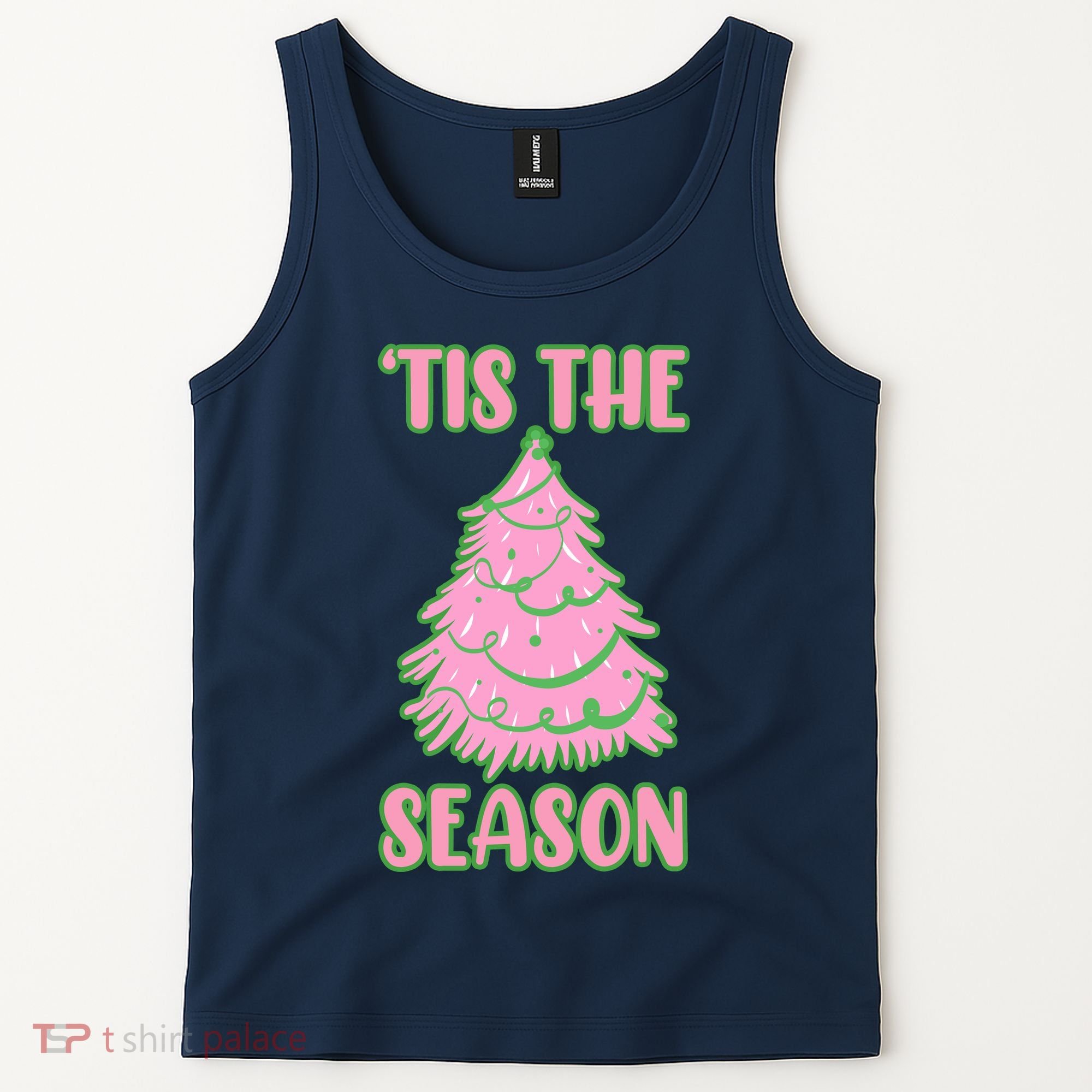 Tis The Season Pink Christmas Tree Tank Top