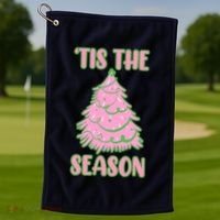 Tis The Season Pink Christmas Tree Golf Towel thumb 1