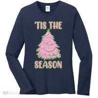 Tis The Season Pink Christmas Tree Women's Long Sleeve Shirt thumb 0